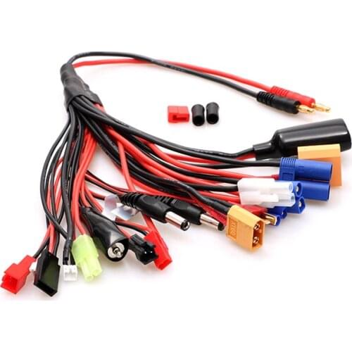 1pc 20 in 1 Lipo Battery Charger Adapter Cable Power Banana Plug Transfer Line EC5 EC3 EC2 Tamiya JR Futaba XT60 XT90 Connector
