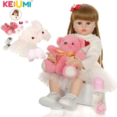 KEIUMI 24 Inch Cloth Body Soft Silicone New Cute Realistic Princess Boneca Reborn Newborn Doll For Girl Kid Christmas Gifts