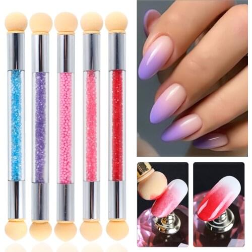 Double-headed Ombre Sponge Brush Gradient Acrylic Zircon Art Painting Pen UV Gel Dispensing Blooming Manicure Nail Tools NL1864