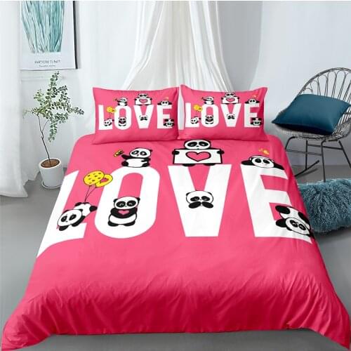 Funny Cartoon Panda Luxury Bedding Set 2/3pcs Cute Printed Duvet Cover Pillowcase 3D King Queen Single Bed Sets
