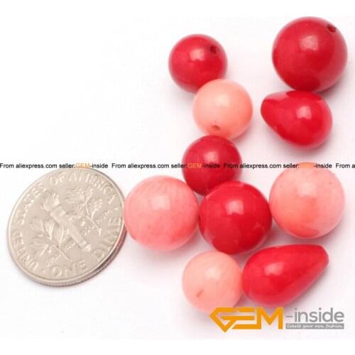 Coral: Round & Drop AA Natural Coral Beads Half Drilled 10 Pcs DIY Beads Loose Beads For Fashion Jewelry Making Free Shipping