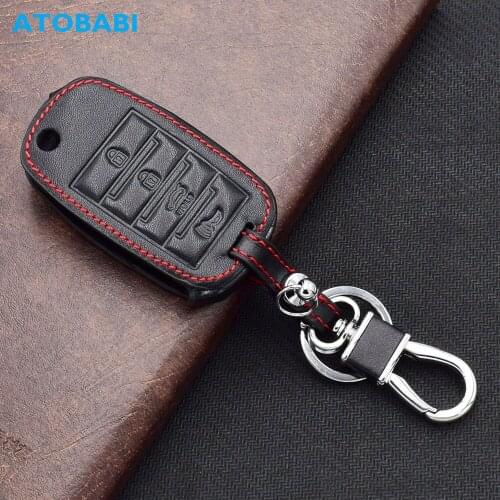 ATOBABI Leather Car Key Case For Kia Forte Optima Rio Sedona Sorento Soul Sportage 4 Buttons Flip Remote Control Protector Cover