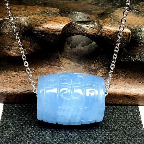 18x14mm Top Natural Blue Berry Morganite Pendant Necklace Jewelry For Woman Man 925 Silver Chains Crystal Oval Beads Stone AAAAA