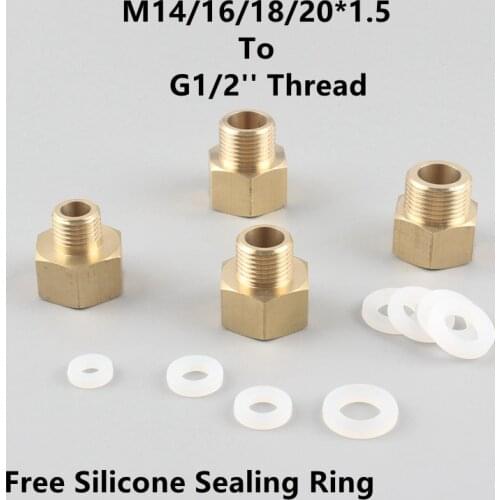 Brass G1/2'' To M14 M16 M18 M20*1.5 Thread Reducing Quick Connector Car Washer Adapter Pressure Gauge Joint Faucet Accessory