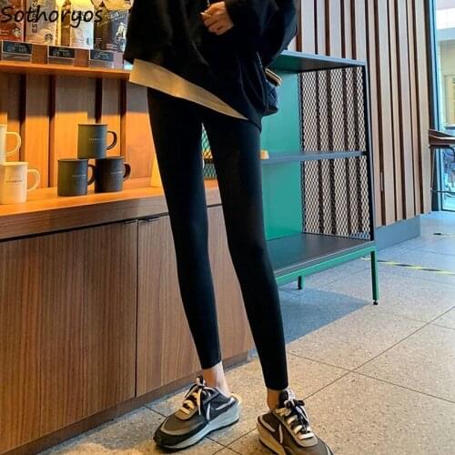 Winter Plus Velvet Women Leggings Black Basic All-match Female Slim Skinny Abdomen High Waist Elasticity Breathable Trousers Ins