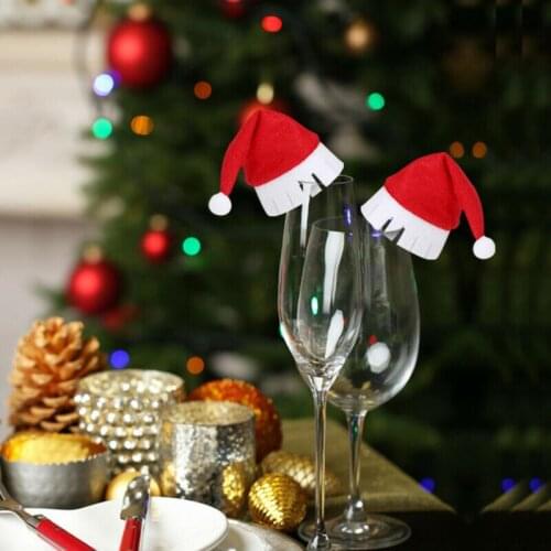 Cute Stylish Tiny Mini Christmas Santa Hats Cup Bottle Cover Christmas Crafts Accessories