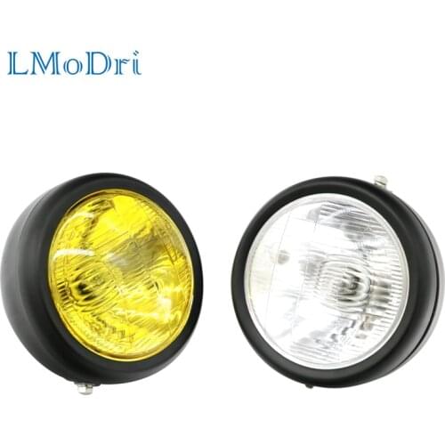 LMoDri Motorcycle Headlight Black Metal Retro Halogen Front Light Headlamp 12V For CG125 GN125 CB CL Yamaha Suzuki