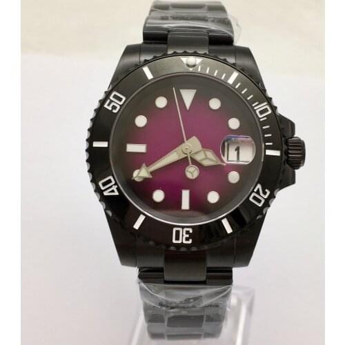 40MM Mens Automatic Mechanical Watch Stainless Steel Coated Case Ceramic Bezel Luminous Watch NH35 Japanese Movement