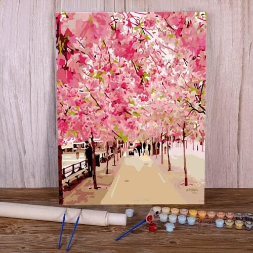 Landscape Scenery DIY Paint By Numbers Set Acrylic Paints 50*70 Boards By Numbers Handmade For Handicraft