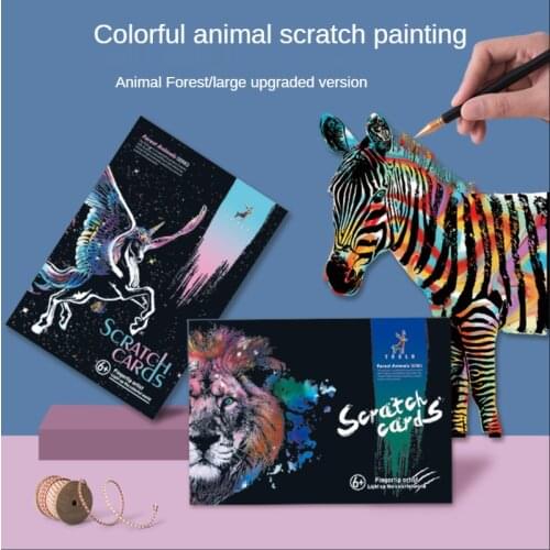 Start Painting Hand-painted Scratch Painting Graffiti Blow This Diy Paper Educational Toys Parent-Child Activity animals Style