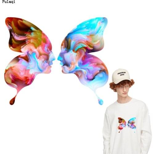 Prajna Butterfly Patch Iron On Transfers Stripes For Clothes Thermal Stickers On Clothes Skull Patch Heat Transfer Vinyl Badge