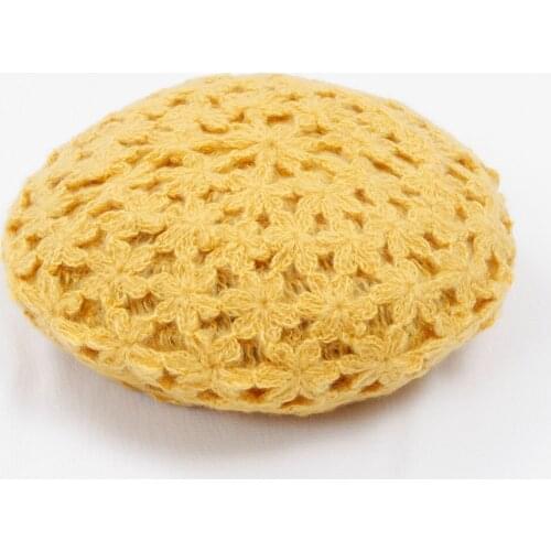 NEW Womens knitting Winter Berets Luxury Elegant Cotton Beret Hollow Out Flowers Decorative Hand Hooked Autumn Ladies hat