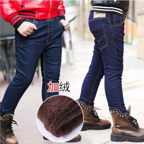 New Brand Winter Boys Jeans Thicken Boys Warm Kids Trousers Elastic Waist Demin Pants For Children Causal Boy Baby Jeans