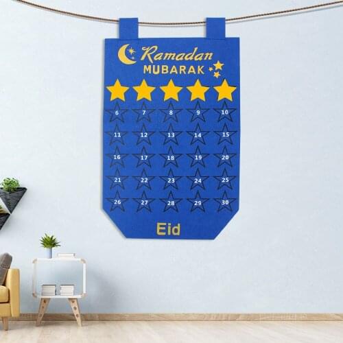 Hanging Felt Countdown Calendar For Kids Gifts Fabric Eid Mubarak Decor 30days Advent Calendar Ramadan Party Supplies