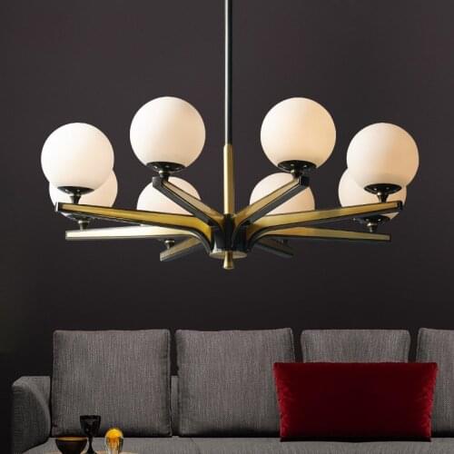 Postmodern all-copper glass light luxury chandelier dining room living room simple chandelier