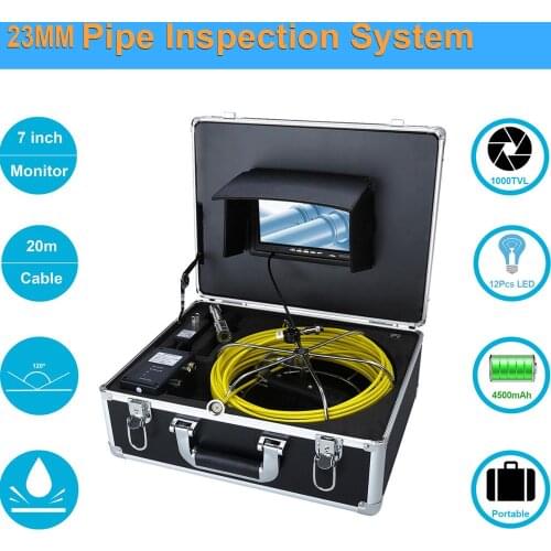 23MM/17MM/6.5MM Lens Industrial Endoscope 7 inch LCD 20M Cable Drain Pipe Sewer Inspection Video Camera Used For Pipe Inspection