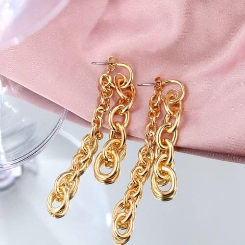 JUST FEEL Boheo Chunky Metal Chain Dangle Earrings Fashion Statement Earrings 2020 Punk Geometric Link Drop Earring Jewelry Gift