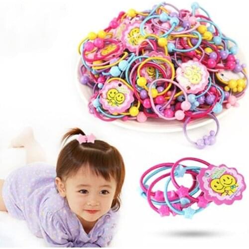 60PCS60PCS Cartoon Nylon Elastic Hair Bands For Girls Baby Mini Colored Gum Hair Ropes Children Headdress Cute Hair Accessoires