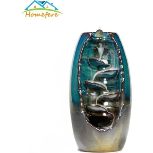 Handicraft Waterfall Incense Burner With 10 Cones Ceramic Incense Holder Aromatic Home Office Incense Crafts Incense Holder