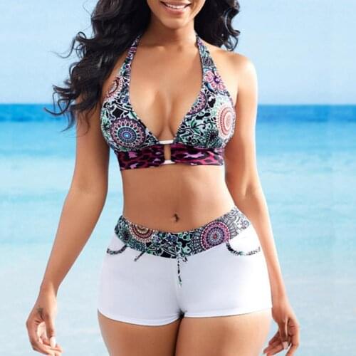 SANWOOD Swimsuit Two Pieces Plus Size Tankini women Swimming suits Swimwear Patchwork Sexy Bikini White boho Printed Swim