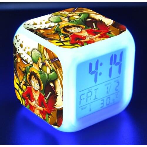 ONE PIECE Cartoon digital alarm clock Alarm Clock Kids Toys Led reloj despertador electronic wake up light table reveil wekker