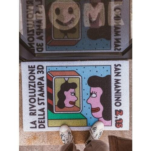 Modern cartoon abstract bedroom living room mats entrance door household mud scraping non-slip silk ring foot mats LX10501