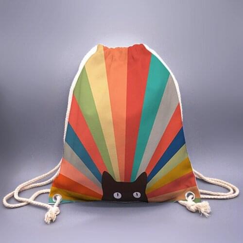 3D printing Animal print sweet cat rope bag for men and women, cat and dog cartoon print canvas soft shoulder bag, for outdoor