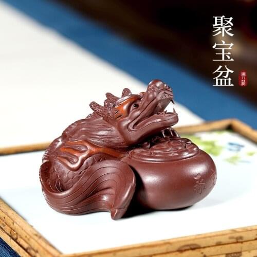 Articles GuYue hall yixing purple sand tea to keep play kung fu tea tea table accessories purple clay dragon cornucopia