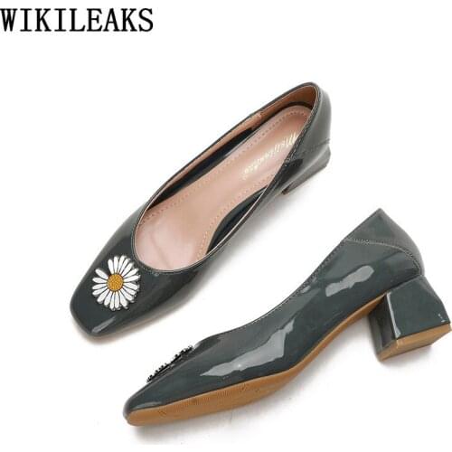 Wedding Heels Pumps Women Shoes Square Toe Heels Patent Leather Office Shoes Women High Heels Sexy Party Shoes for Women Zapatos