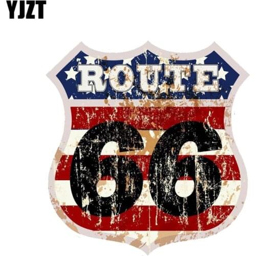 YJZT 14.7CM*15.2CM Fashion Decoration Route 66 PVC Car Motorcycle Sticker 11-00241