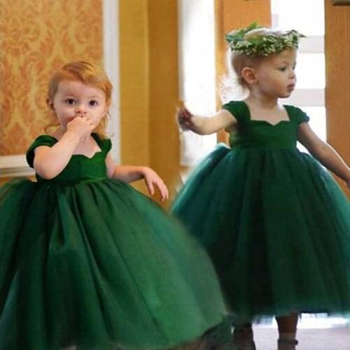 Little Girls Green Tutu Dress Kids Flower Girl dress for Wedding Evening Ball Gown Children Birthday Party christmas dress girl