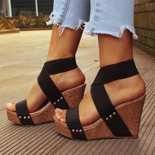 Women Sandals Platform Sandals Wedges Shoes For Women Heels Sandalias Mujer Summer Shoes Leather Wedge Heels Sandals 43