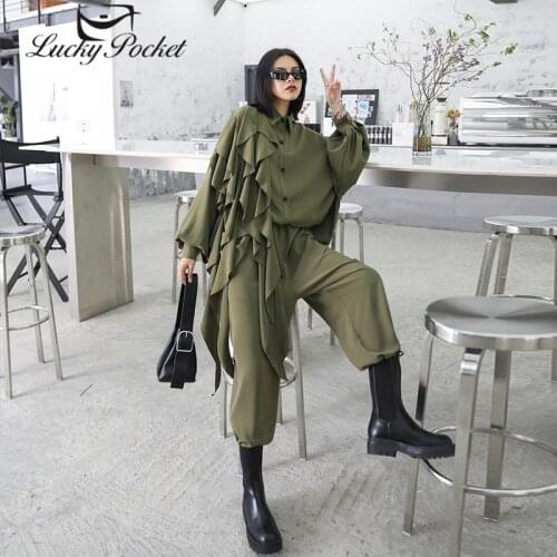 Women Spring Autumn Fashion New Loose Oversize Solid Color Wide Leg Pants Female Brand High Street Trousers Ladies Pants ML879