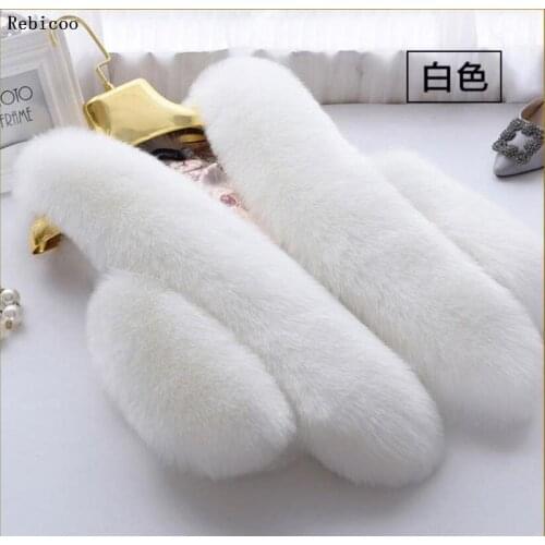 Women Long Artifical Fox Fur Vest Women Winter Fashion Faux Fox Fur Vest Jacket Woman Warm Fake Fox Fur Coat Overcoat