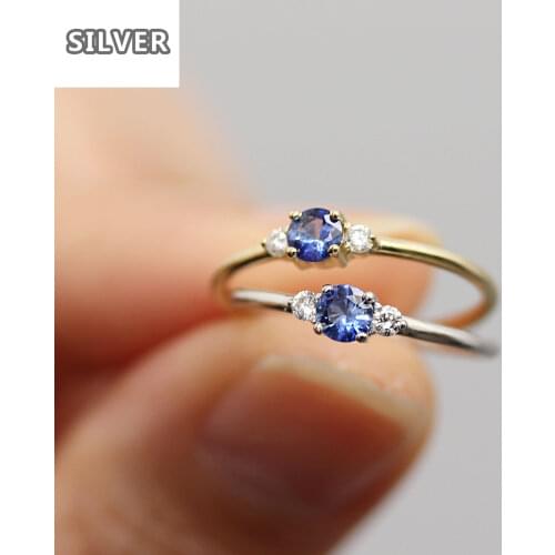 925 Anillos Silver 2 Color Hot Sale Simple Color Ice Crystal Sapphire Ring Female Diamond Rings For Women 14k Gold Jewelry