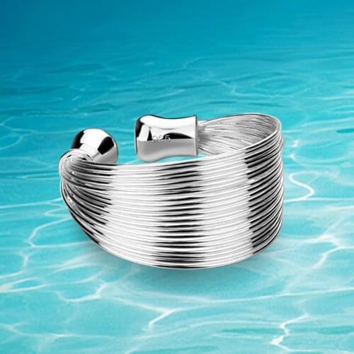 Glittering Fashion Modern Women Ring Classic 28 Line Multi-Layer Ring for Women Lady Birthday Party 925 Sterling Silver Jewelry