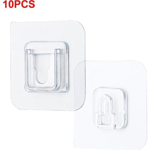 10pcs Double Sided Adhesive Wall Hooks Hanger Strong Transparent Hooks Suction Cup Sucker Wall Storage Holder Home Hook