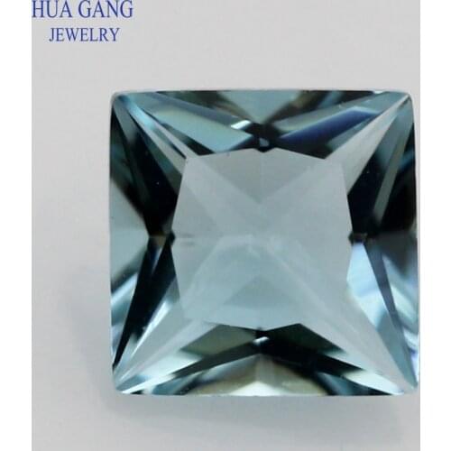 106# Blue Color Glass Gems Square Shape Princess Cut Loose Glass Beads Synthetic Gems For Jewelry Size 3x3~10x10mm Free Shipping