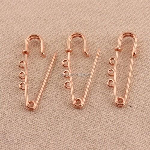 20pcs/lot 63mm rose gold color safety pins Brooch Pins label shawl pins with loop for earring decoration