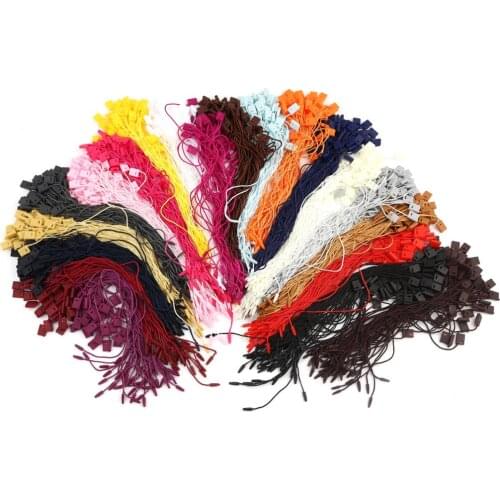 200pcs Clothes Tag Clothing Wire Rope Hanging Plastic Beads Square Tags Labels Polyester Cord Lock Garment Pin Loop Tie Fastener