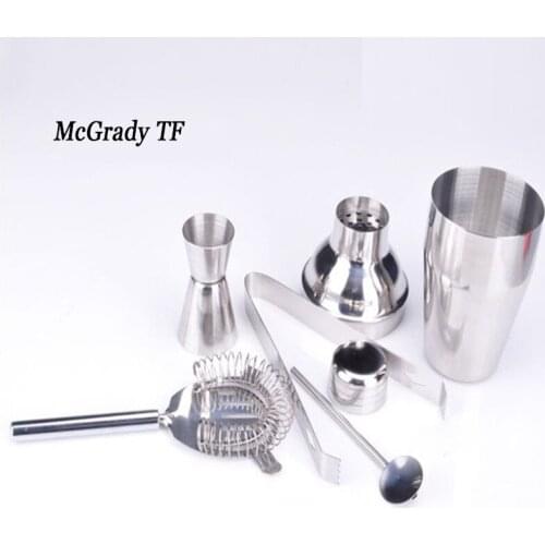 5pc/set 350ml Cocktail Shaker Set Professional Stainless Steel Cocktail Maker Jigger Ice Strainer Clip Spoon Bar Tools Household