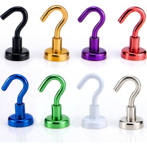 8colors Strong Magnetic Hooks Non-slip Metal storage organizer Magnet Holder home organizers