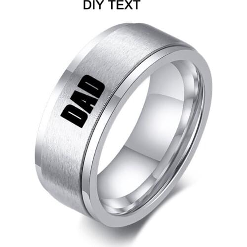 8MM Spinner Rings Stainless Steel Customized DIY Letter Ring for Men Father Him Anniversary Gift Rotatable Finger