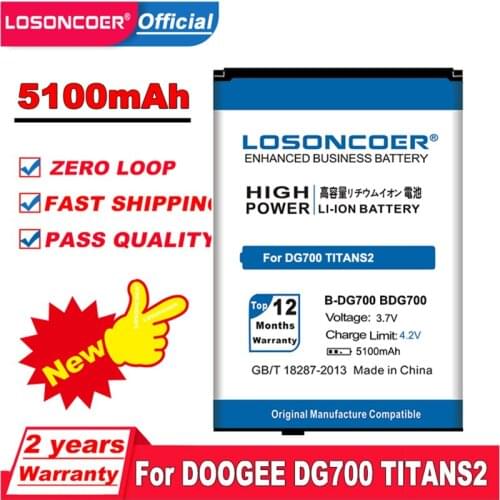 LOSONCOER 5100mAh B-DG700 For DOOGEE DG700 TITANS2 BDG700 Battery+Tracking Number