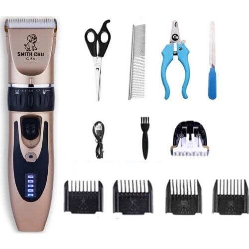 Rechargeable Pet Hair Clipper Grooming Scissors Set Low Noise Cordless Electric Pet Grooming Clipper for Dogs, Cats, Pet