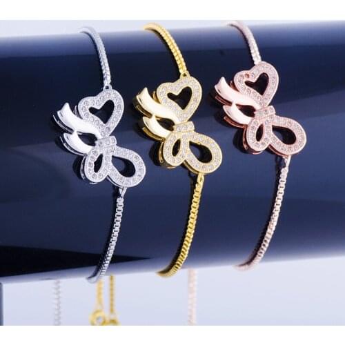 Supplies For Jewelry Bijoux Zircon Bowknot Bracelet Femme Handicraft Copper Micro Pave Square Chain Bracelet Women Diy Bracciali