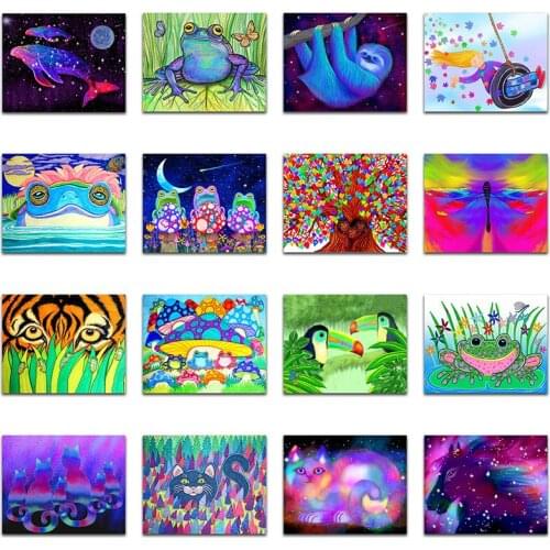 Diamond embroidery Cartoon horse Full Square Diamond mosaic animal tiger cat Diamond painting Cross stitch colorful whale frog