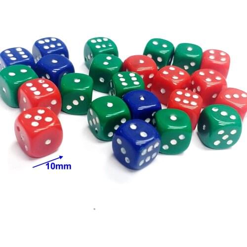 FREE ship 40pcs white dots Colourful Dice Size 9mm For Board Home Play Games Toys Use Assorted birthday Party Favors Pinata Bag