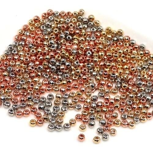4mm 500/1000pcs Gold Silver color Loose Faceted Beads Jewelry Findings Spacer Seed Beads DIY Needlework CCB Beading(not metal)
