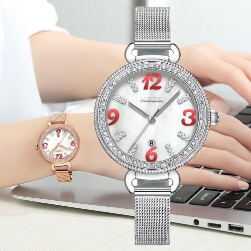 NIBOSI Fashion Crystal Ladies Watch New Top Luxury Brand Sport Waterproof Mesh Belt Women Watches Wristwatch Relogio Feminino